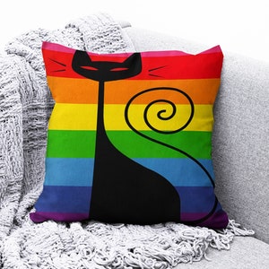 Fundas de cojín con forma de gato noble, fundas de cojín con forma de gato, cojín cuadrado con forma de gato, funda de almohada con forma de gato adorable, cojines coloridos con forma de gato