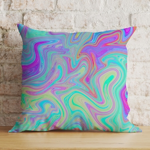 Vivid Bright Cushion Cover, Abstract Colorful Pillow Cover, Decorative Bedroom Throw Cushion, Modern Boho Living Room Decoration