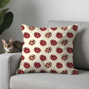 Bonitas fundas de cojín con diseño de mariquita, cojines decorativos con diseño de insectos rojos para habitación infantil, sala de juegos, guardería o sala de estar. Decoración con temática animal.