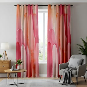 Soft Watercolor Pink Curtains, Abstract Watercolor Drapes, Pastel Home Decor with Soft Tones for a Unique & Stylish Living Room or Bedroom