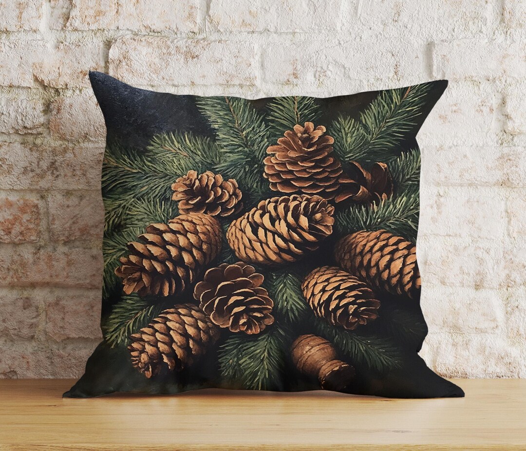 Pine Cone Pillow Cover, Winter Greenery, Knitted Soft Fabric Cushion - Etsy