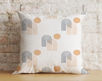 Mid Century Modern Pillow Cover, Rainbow Abstract Cushion, Boho Decor