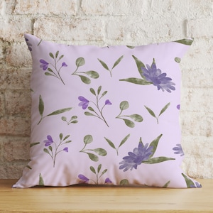 Lavender Design Cushion Covers, Floral Lilac Accent Pillow Cover, Purple Summer Floral Cushion Case, Living Room Decor