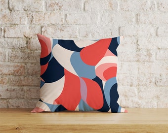 Mid Century Modern Soft Fabric Cushion Cover, Abstract Pattern Pillow