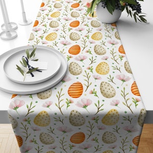 Easter Table Runner, Orange, Pink Easter Bunney Table Runner, Easter Decoration Table Decor, Gift For Her Table Runner, Handmade Material