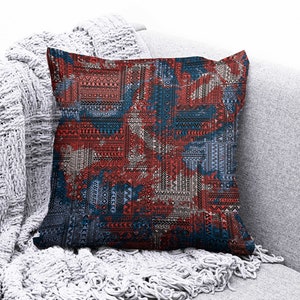 Turkish Kilim Pattern Cushion Cover, Rug Design Cushion Case, Southwestern Pillowcase, Aztek Rug Design, Farmhouse Patern Pillowcase