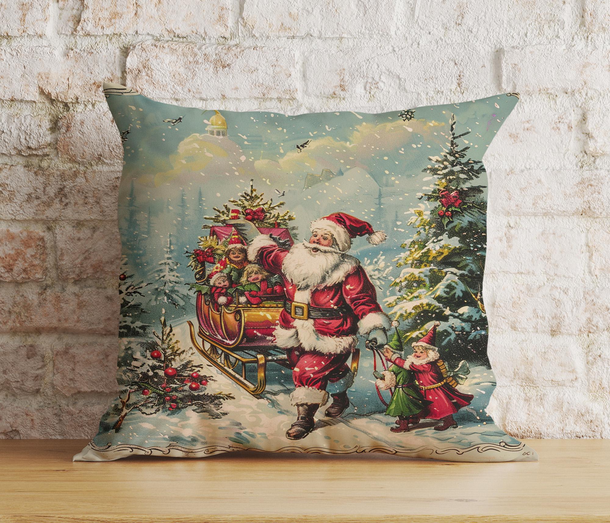 45x45cm Christmas Throw Pillow Cover – Festive Printed Cushion Case For Sofa Or Home Decor