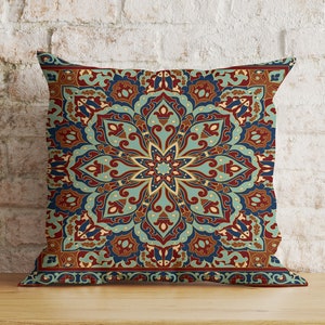 Southwestern Aztec Cushion Cover, Turkish Kilim Euro Pillow Sham, Authentic Farmhouse Living Room Decor, Ethnic Bedroom Throw Pillow Cover