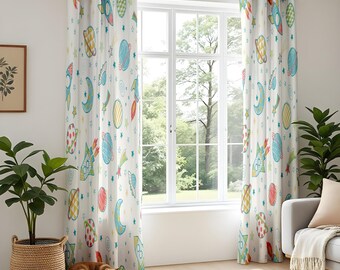 クローゼット用グリーンパネルカーテン、子供部屋用ロケットドレープ