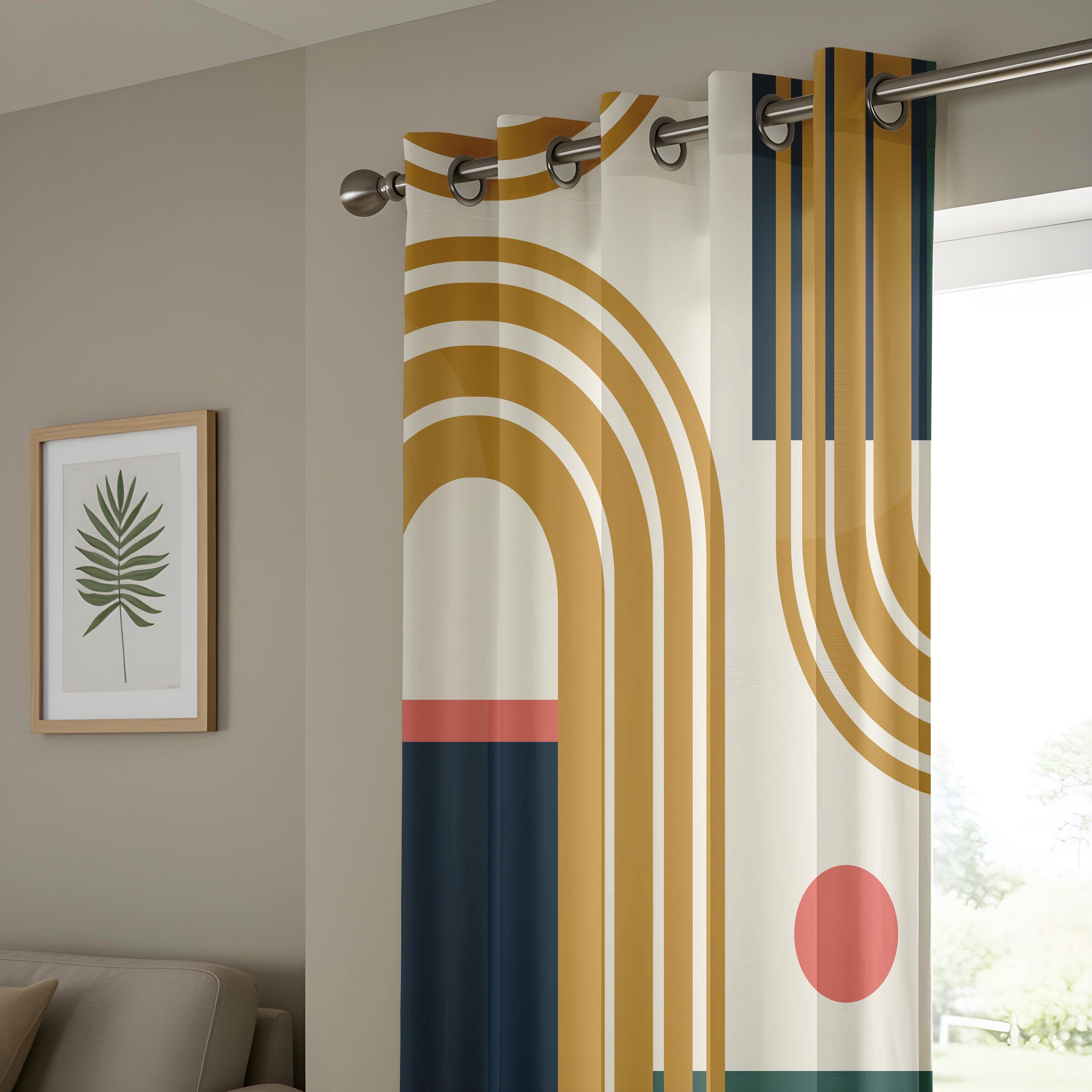 Abstract Moon Phase Curtains 52x84 Inch - Boho Blackout Drapes For Living Room & Bedroom