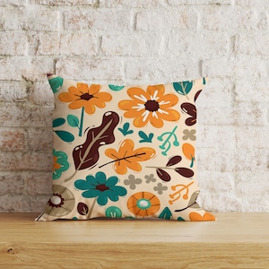 Abstract Cushion Cover, Floral Abstract Pillow Case, Mid Century Modern Pillow Case, Farmhouse Cushion Case