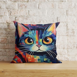 Bonitas fundas de almohada con diseño de gato, funda de cojín con estampado de gato, cojines decorativos de estilo patchwork para inauguración de la casa, ropa de cama decorativa para decoración del hogar
