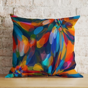 Abstract Colorful Cushion Cover, Vivid Bedroom Throw Pillow Cover, Decorative Euro Pillow Shams, Multicolor Bright Living Room Decoration