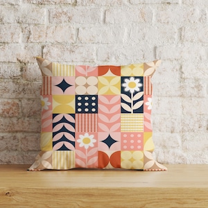 Scandinavian Decor Cushion Cover,Linen Throw Pillow Cover,Colorful Vibrant Floral Pillowcase, Vintage Scandinavian Throw, Housewarming Gift