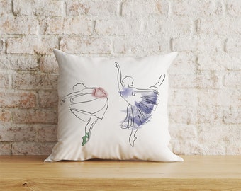 Ballet Dancer Cushion Cover, Ballerina Silhouette Pillow Cover, Girls Bedroom Dance Studio Decor, 16x16 18x18 20x20