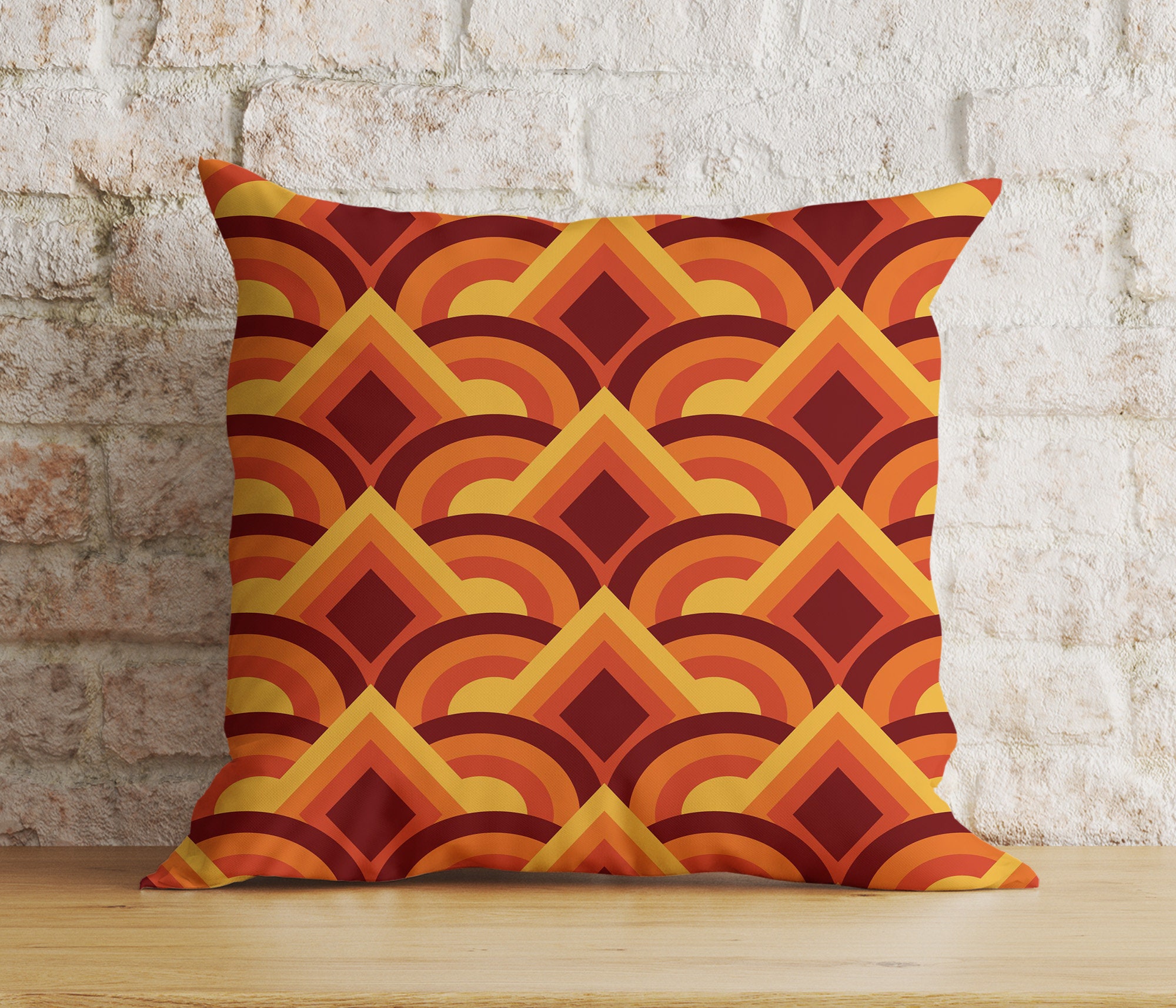Mid-century Modern Cushion Cover, Retro Geometric Pillow Cover