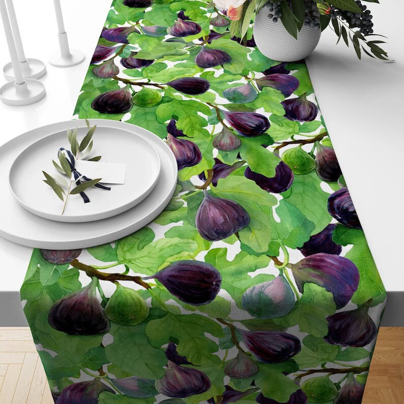 Fig Print Table Runner, Soft Fabric Knitted Fabric - Etsy