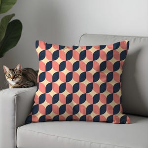 Retro Geometric Throw Pillow Cover, Mid-Century Modern Cushion Cover, Bold Pattern Sofa Decor, 18x18 20x20 22x22