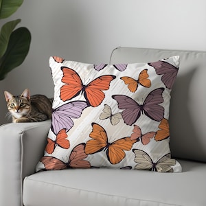 Butterfly Throw Pillow Covers, Colorful and Elegant Cushion for Living Room, Spring Nature Decorative Pillowcases, 17x17, 18x18