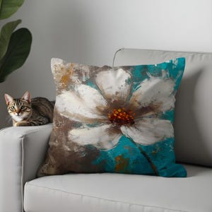 Abstract Floral Pillow Covers, Elegant Botanical Cushion Covers, Modern Acrylic Flower Art Decorative Throw Pillows for Chic Home Decor