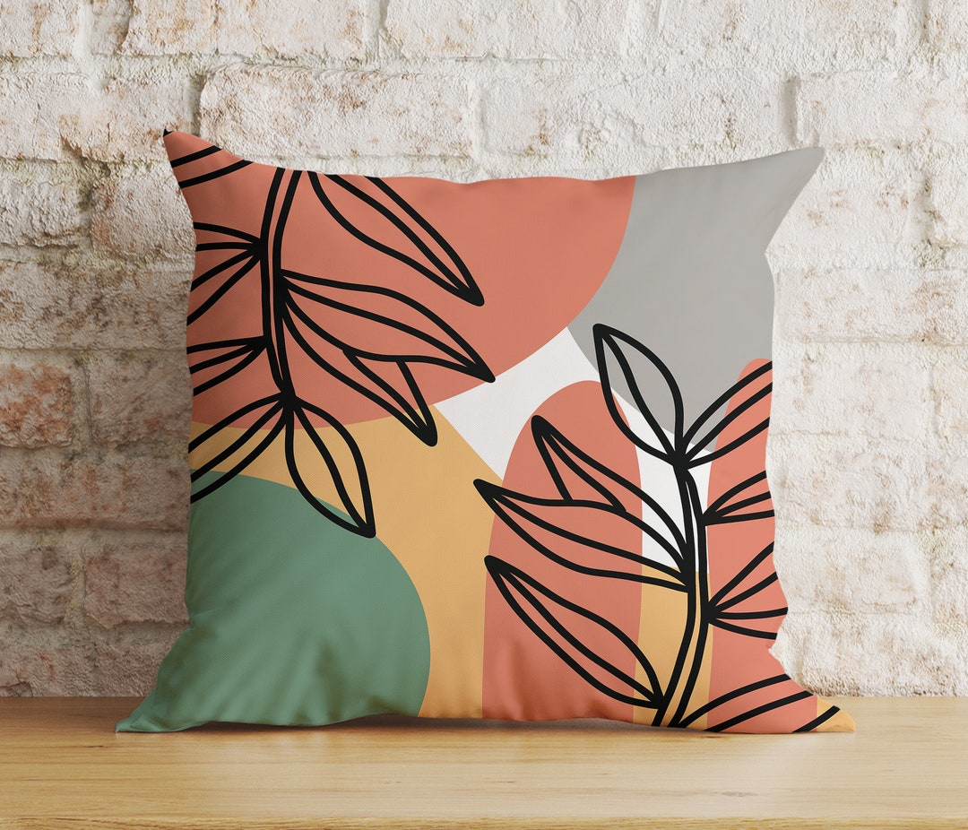 Modern Abstract Leaves Cushion Cover, Boho Pillowcase - Etsy