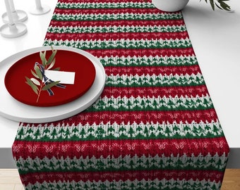 Kersttafelloper, rood, groen, gebreide zachte stof vakantiedecoratie