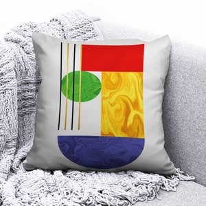 Capa de almofada com círculo geométrico, capa de almofada com listras abstratas e patchwork, capa de almofada de estilo simples e moderno, quarto moderno de meados do século