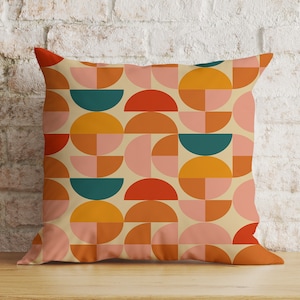 Mid Century Modern Cushion Cover, Retro Abstract Pillow Cover, Boho Cushion Case, Colorful Living Room Decor, Niche Size Throw Cushion Cover