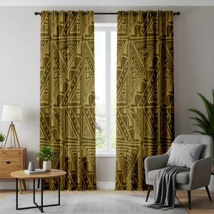 Boho Tribal Curtains, African Ethnic Geometric Design Drapes, Stylish Ethnic Home Decor, Warm Earthy Tones Window Panels