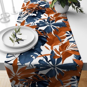 Green Plants Table Runner, Floral Table Cloth, Summer Trend Table Top, Color Leaves Tablecloth, Decorative Table, Housewarming Gift