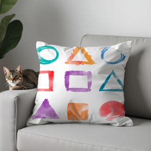 Colorful Geometric Pillow Covers, Modern Watercolor Shapes Cushion Covers, Vibrant Abstract Decorative Throw Pillows for Trendy Home Decor