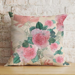 Floral Cushion Covers, Vintage Floral Pillow Covers, Rose Pillow, Colourful Flower Cushions, Brighten Up Any Room with Vibrant Floral Design