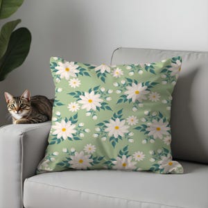 Daisy Flower Pillow Covers, Cheerful Floral Cushion Covers, Spring Botanical Sofa Decor for Cozy and Fresh Living Spaces, 17x17, 18x18