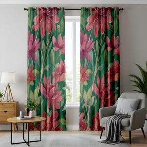 Floral Bedroom Curtains Blossom Living Room Drapes, Country Romantic Curtains, Cottagecore Curtains