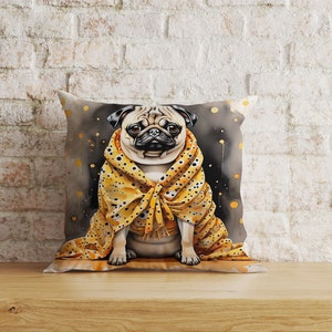 Funda de cojín para perro, funda de almohada abstracta con acuarela, perro colorido con ropa, labrador, dálmata, husky, collie, chihuahua, pug, corgi
