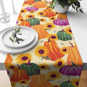 Sunflower Table Runner, Sunflower Table Cloth, Summer Tablecloth, Sunflower Home Decor, Housewarming Runner, Farmhouse Floral Print Runner