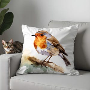 Colorful Bird Throw Pillow Covers, Artistic Decorative Cushion Covers, Nature Inspired Sofa Pillows for Cozy Home Décor, 17x17