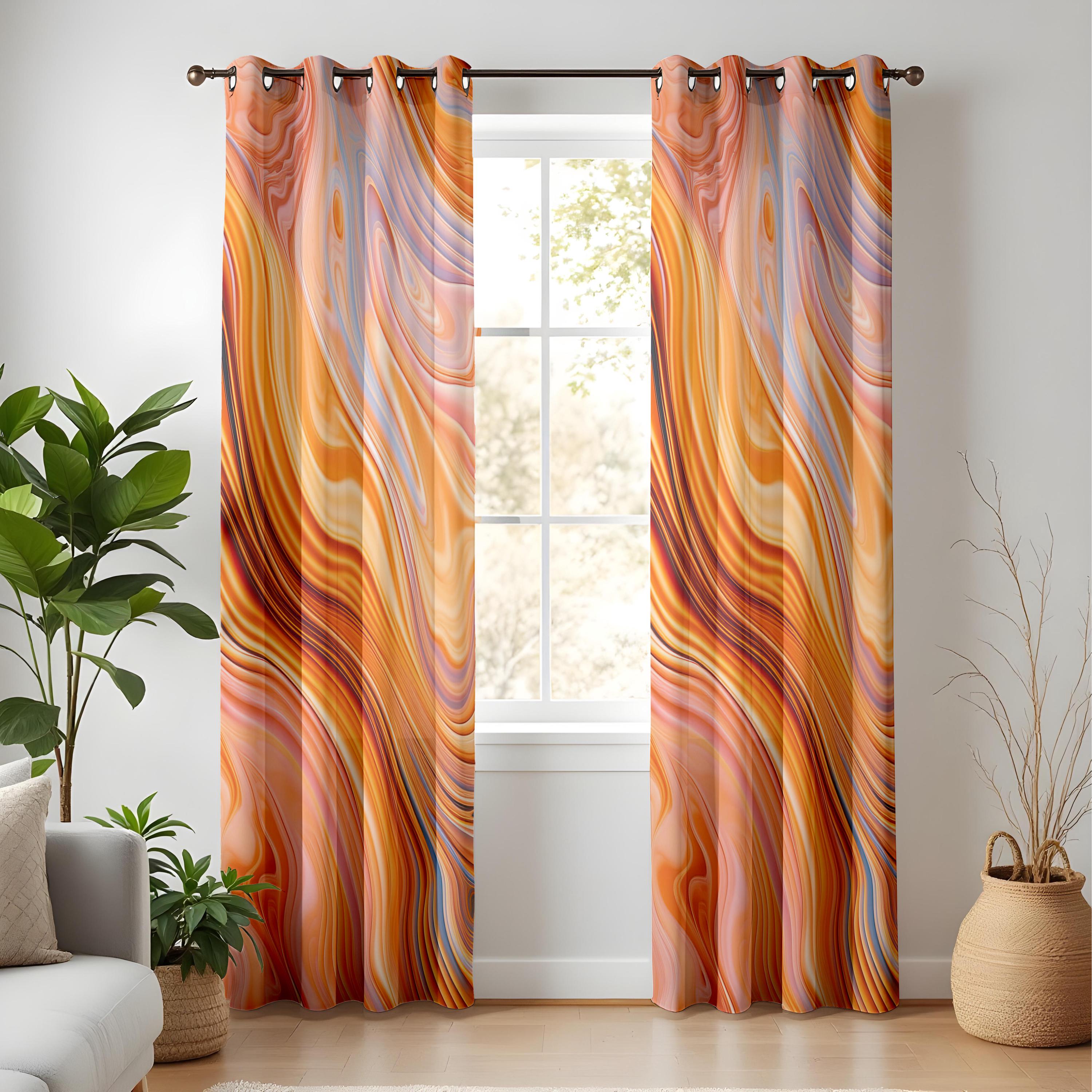 Abstract Swirls Window Curtains, Warm Tones, Thermal Blackout Lining - Etsy