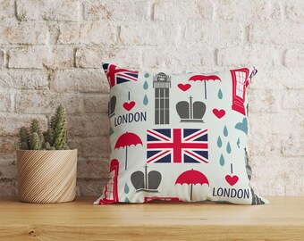 ロンドン柄クッションカバー、イギリス旅行のお土産枕カバー - Etsy 日本