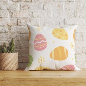 Funda de cojín con diseño de Pascua, funda de cojín con diseño de feliz Pascua, funda de almohada con decoración de primavera, funda de almohada de conejito, regalo de Pascua, material hecho a mano