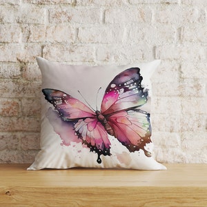 Butterfly Pillow Covers, Colorful Butterfly Cushion Cover, Blue Pink Purple Butterfly Cushion Case, Housewarming Throw Pillow Case