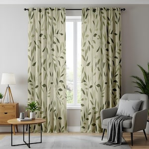 Tendina Da Bistrò Con Stampa Foglie Trasparente - 60x120 Cm, Passanti, Verde, Per Interni