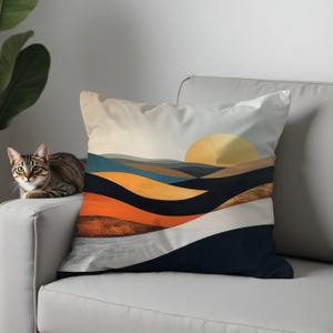 Abstract Nature & Geometric Pillow Covers, Modern Decorative Throw Cushions, Earth Tone Couch Pillows for Home Decor