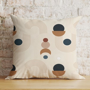 Modern Boho Cushion Covers, Minimalist Drawings Pillow Cover, Abstract Retro Boho Pillowcase, Beige Cushion Covers 50x50, Euro Pillow Sham