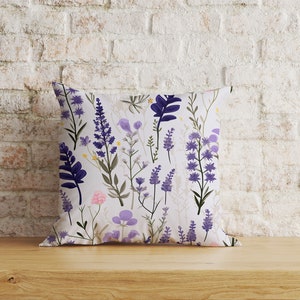 Lavender Cushion Cover, Purple Pillow Case, Lilac Cushion Case, Lavender Design Pillowcase, Floral Cushion Cover, Living Room Decor