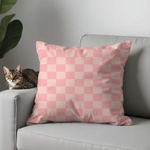 Pink Checkerboard Pillow Cover, Danish Pastel Cushion Covers, Y2K Barbiecore Decor, Trendy Retro Geometric Throw Pillow Accent, 17x17, 18x18
