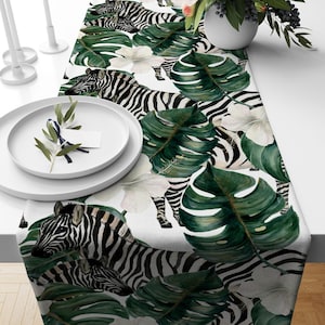 Animals Table Runner, Zebra Kitchen Runner, Elephant Table Cloth,  Japonese Woman Runner, Niche Size