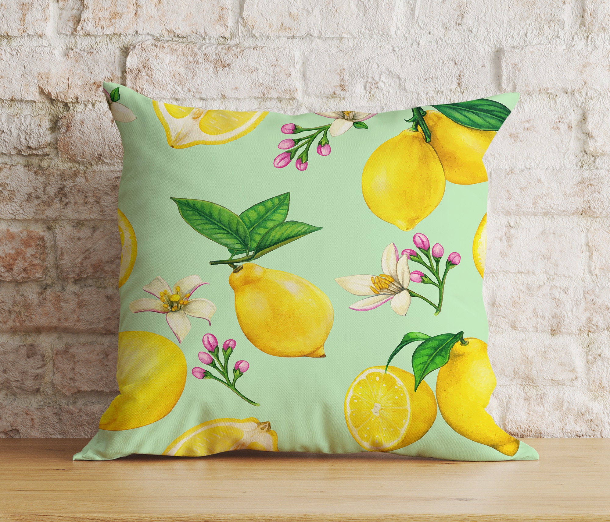 Federa per cuscino con limoni e piastrelle italiane, regalo di