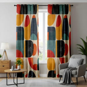 Boho Patterned Curtains in Retro Colors - Perfect for Adding a Vintage Touch to Your Living Room or Bedroom Decor, Statement Drapes