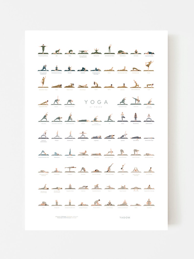 Yoga Posen Poster 87 Asanas illustriert Bild 2